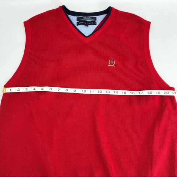 Vintage Tommy Hilfiger Men's Red Sweater Vest XL - Picture 7 of 7